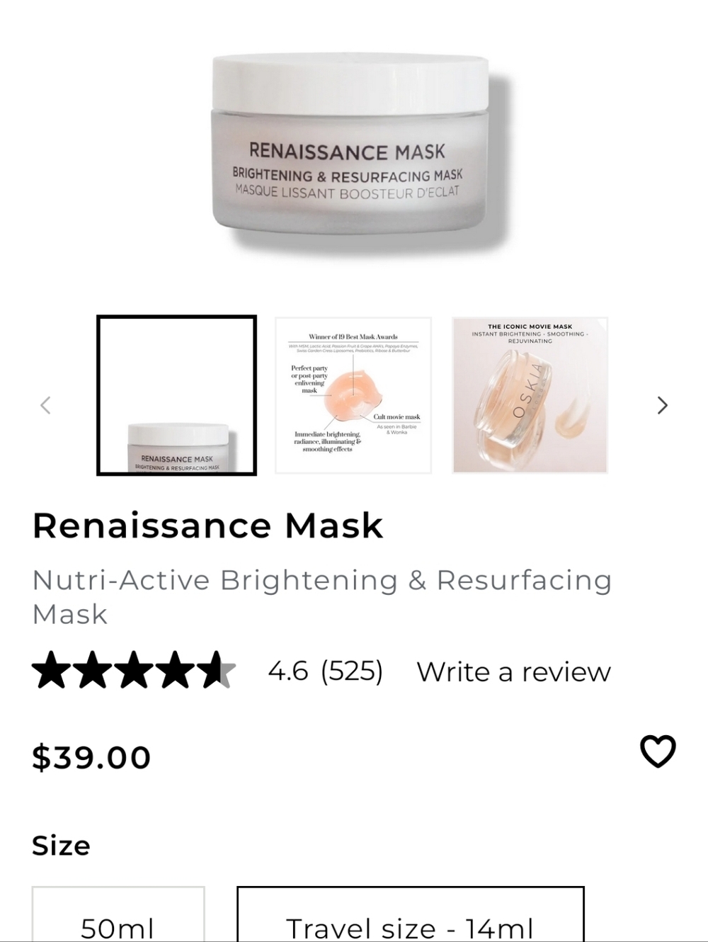 Renaissance Mask – Brightening & Resurfacing Mask 15ml